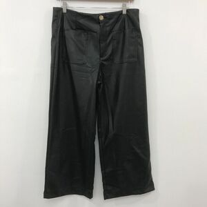 Bagatelle Womens Faux Leather High Rise Cropped Wide Leg Pants Size Large NWT